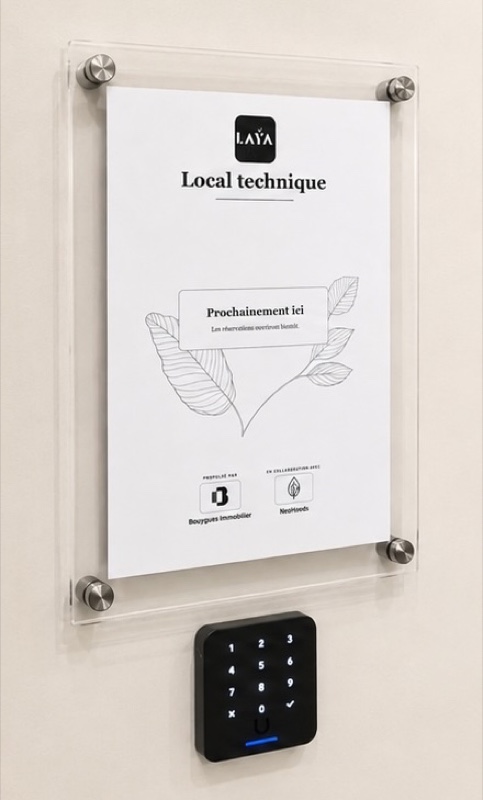 Affichage LAYA à l'entrée du local technique